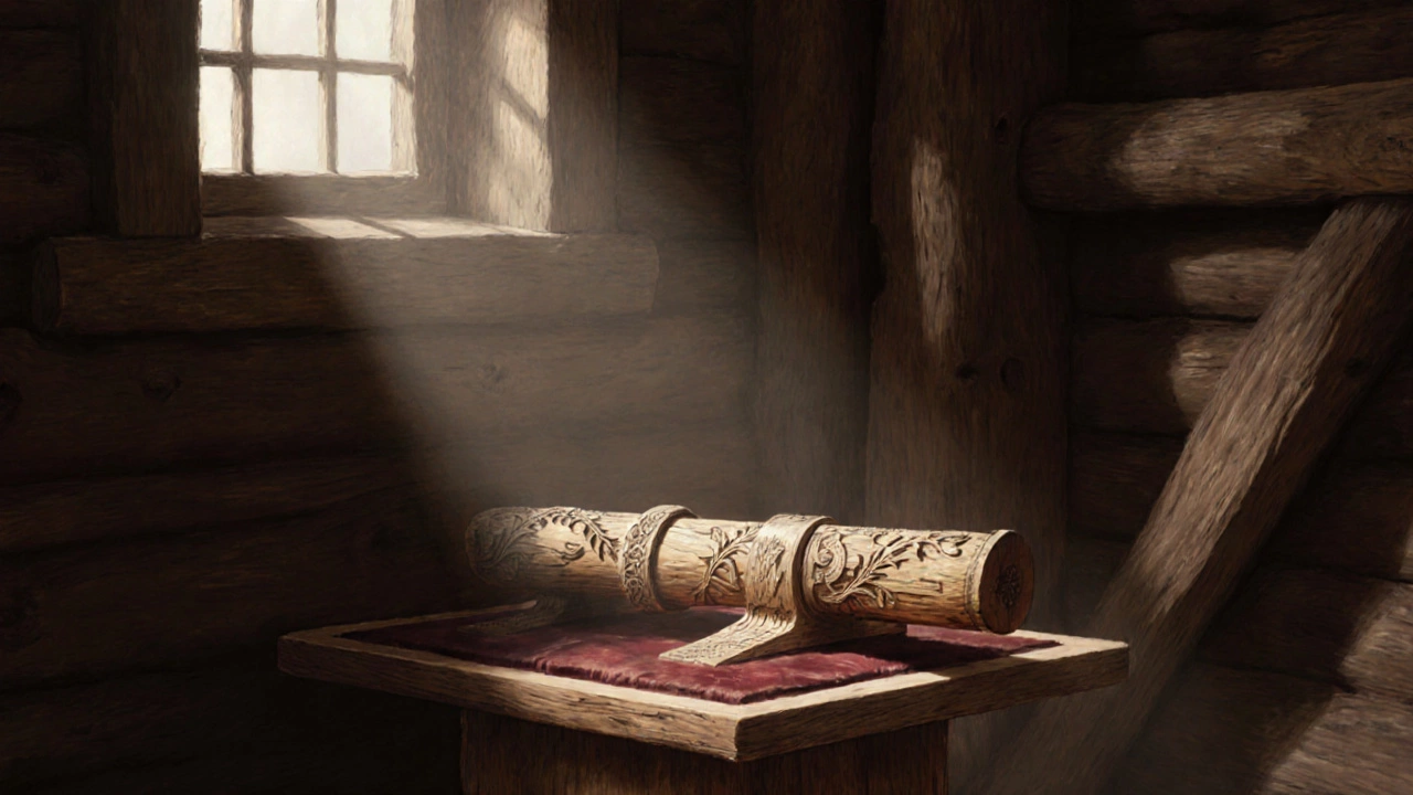 Деревянный шаблон для резки бревен в стиле &#039;ласточкин хвост&#039;, XVIII век, Сибирь.