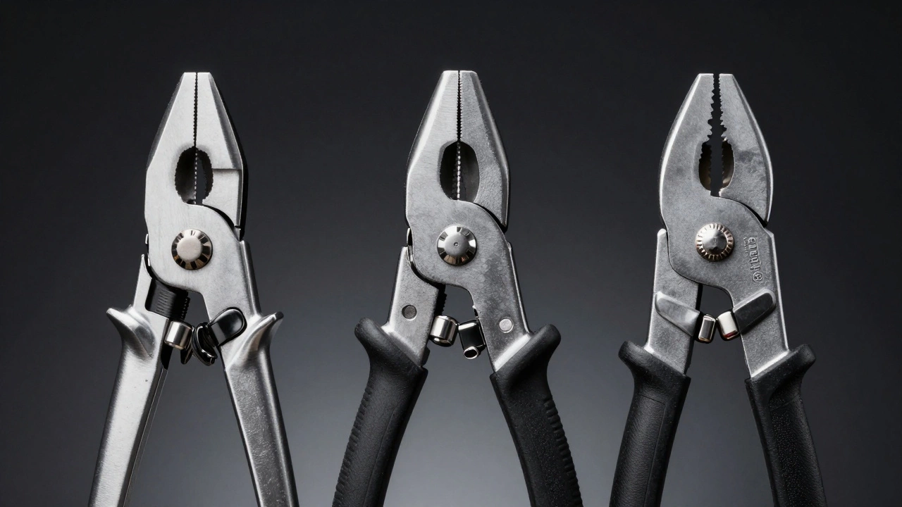 Три типа кабельных инструментов: ручной, зажимной и гидравлический, расположены рядом.