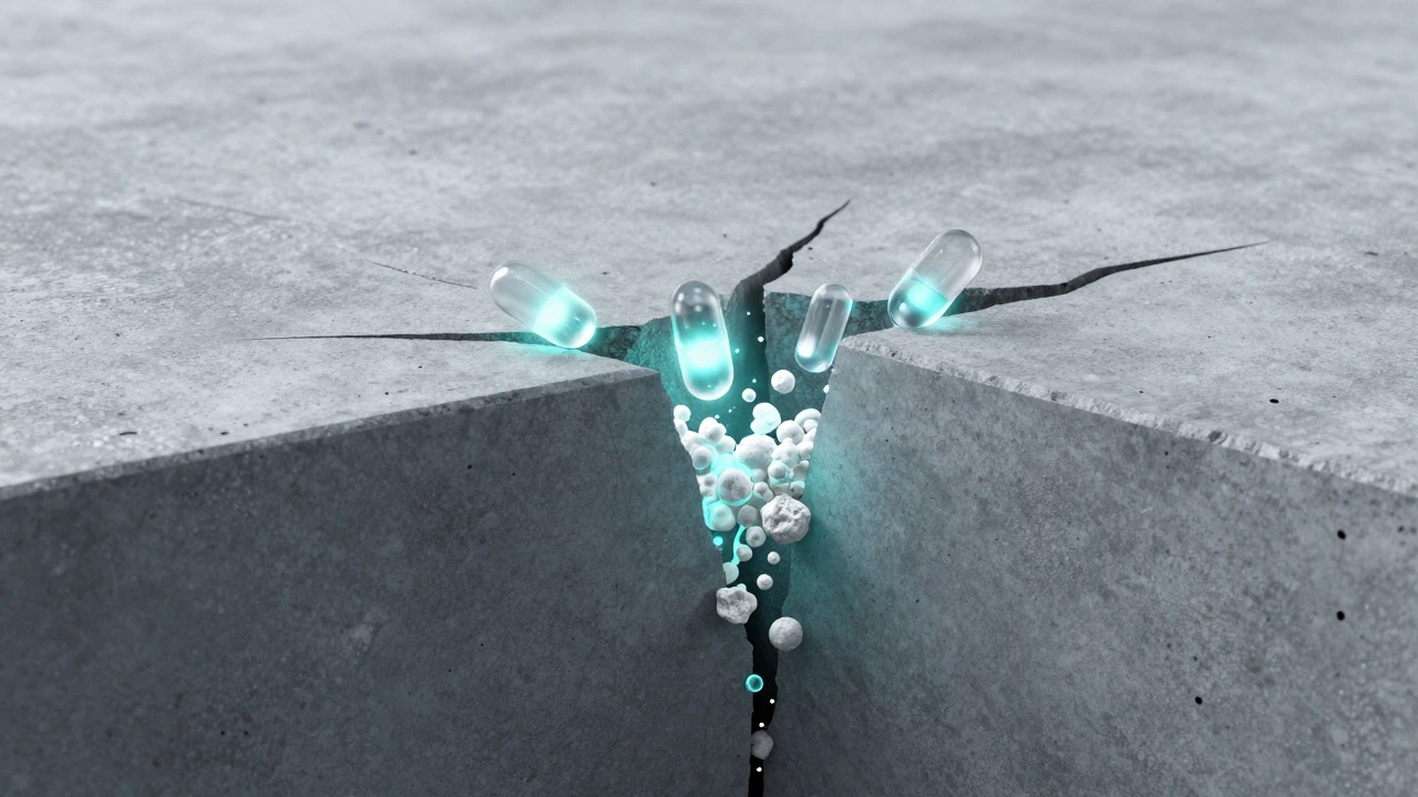 Концепция самовосстанавливающегося бетона с заполнением трещин известняком