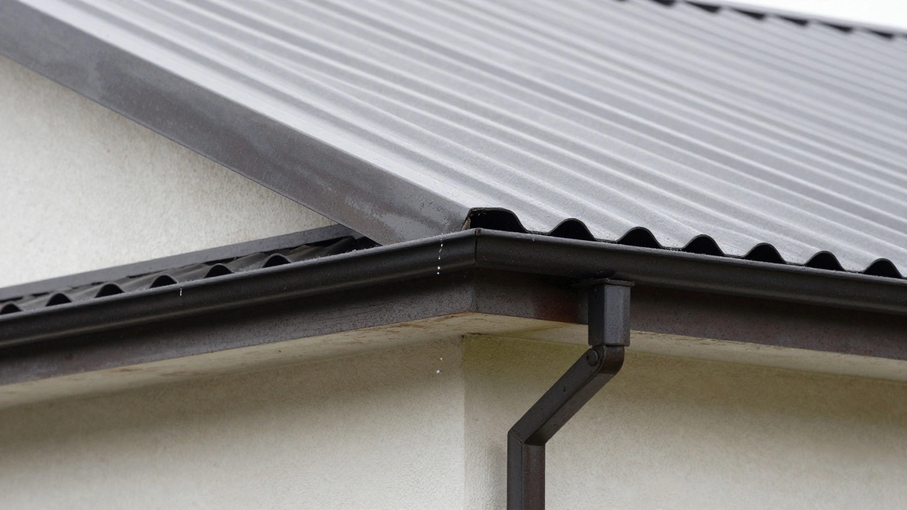 Крупный план свеса односкатной крыши, выступающего за пределы стены дома