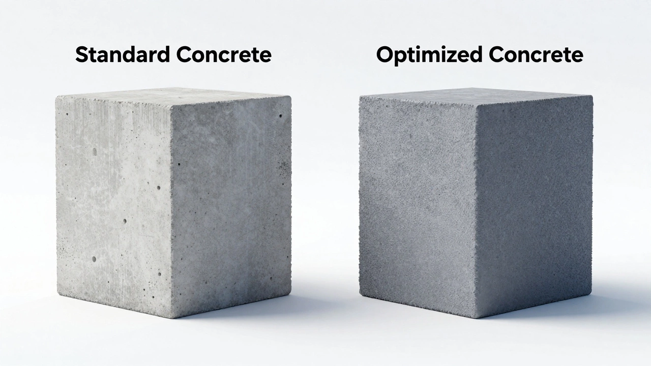 Сравнение структуры обычного пористого бетона и плотного бетона с пластификатором