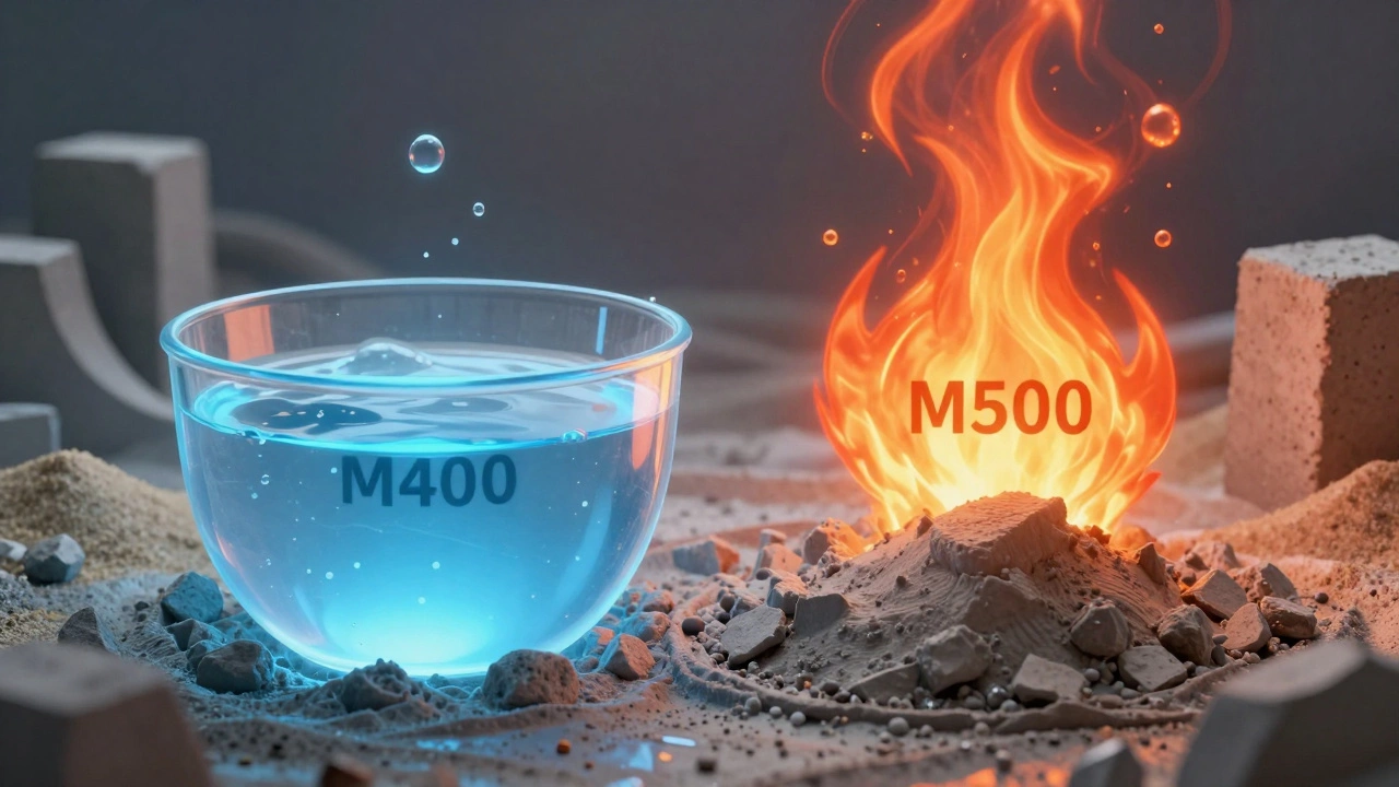 Сравнение теплового выделения цемента М400 и М500